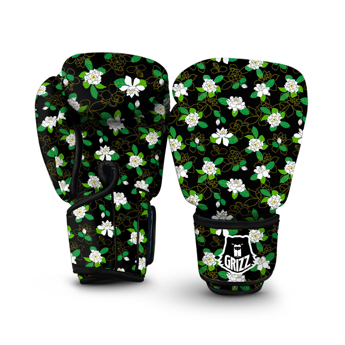 Drawing Gardenia Print Pattern Boxing Gloves-grizzshop