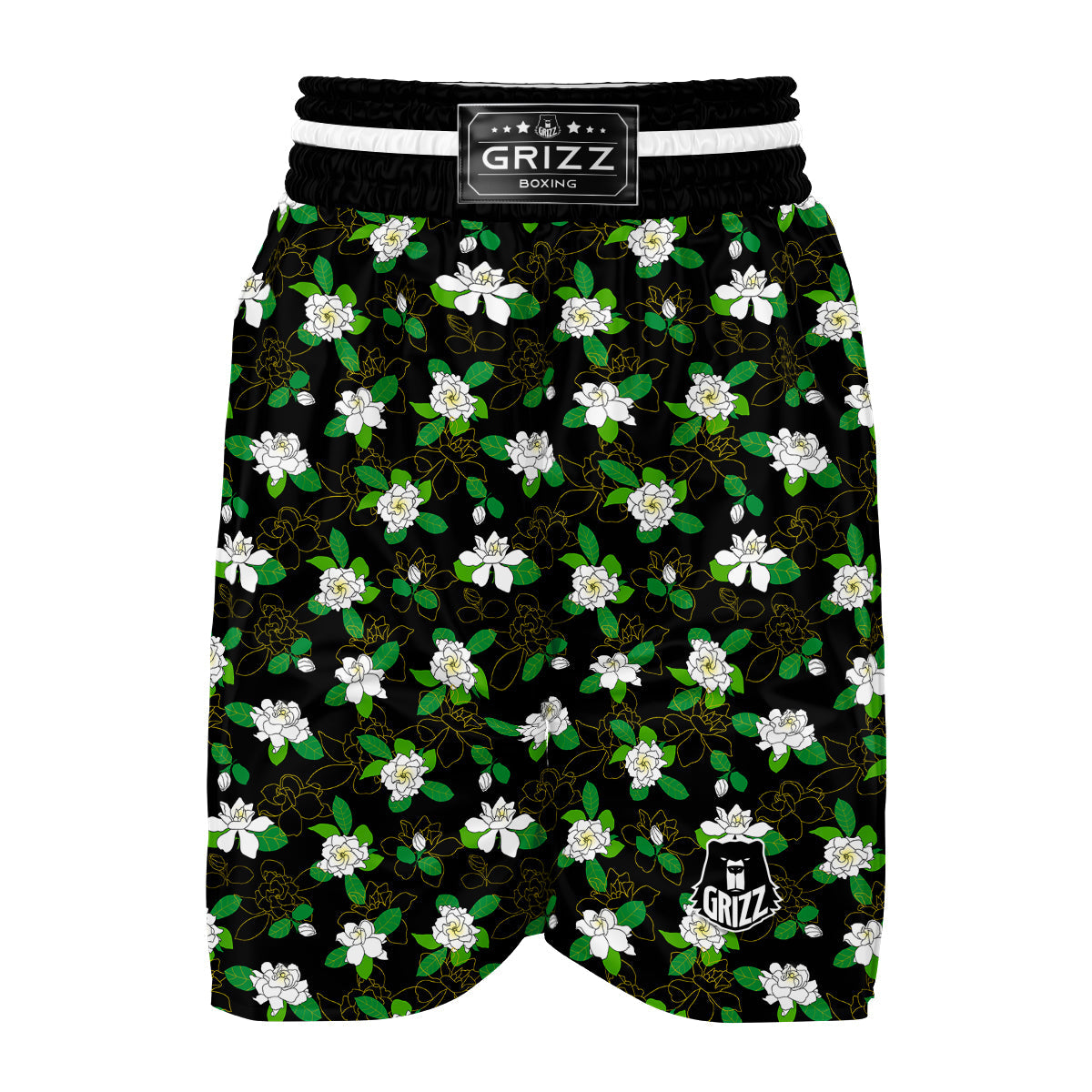 Drawing Gardenia Print Pattern Boxing Shorts-grizzshop