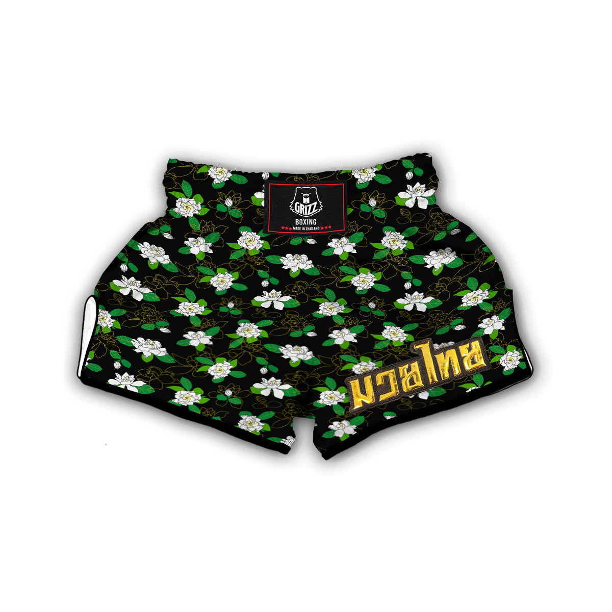 Drawing Gardenia Print Pattern Muay Thai Boxing Shorts-grizzshop