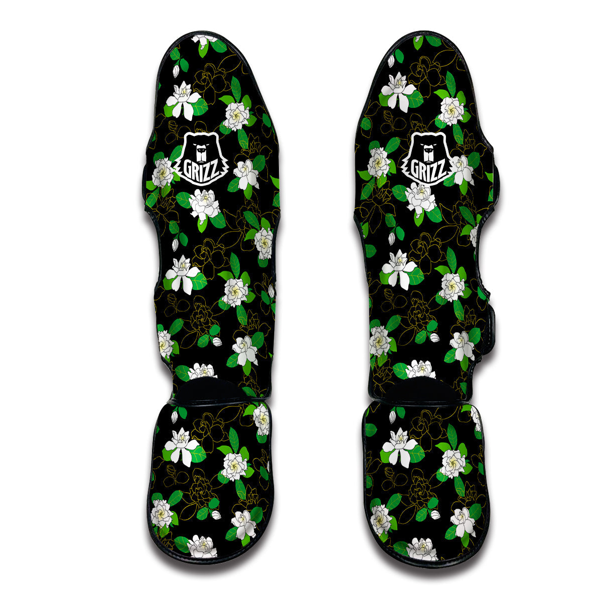 Drawing Gardenia Print Pattern Muay Thai Shin Guards-grizzshop