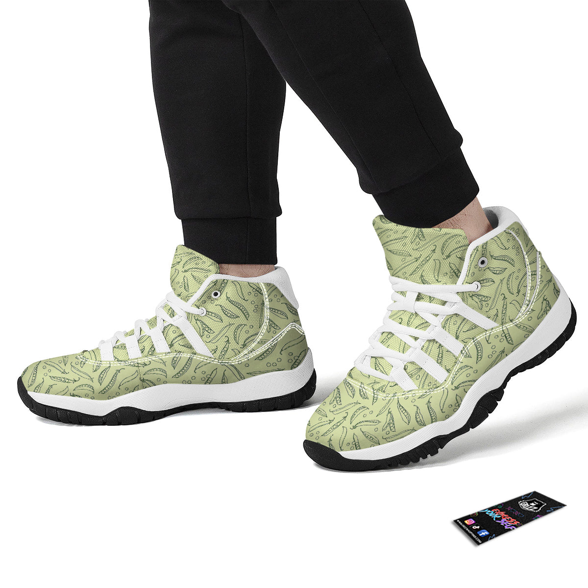 Drawing Peas Print Pattern White Bball Shoes-grizzshop