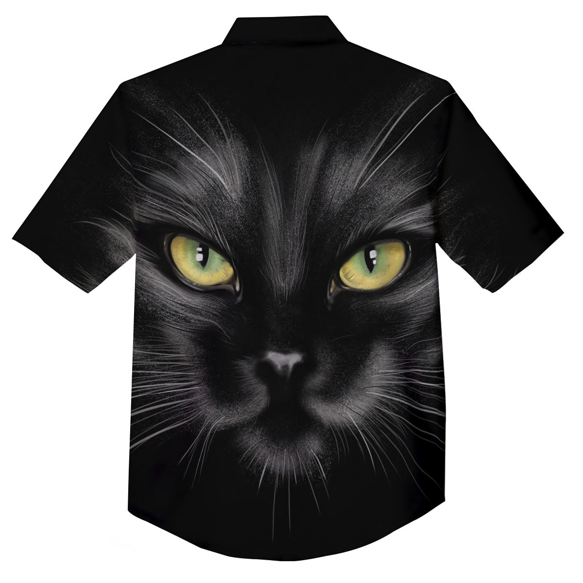 Drawing Portrait Black Cat Print Button Up Shirt-grizzshop