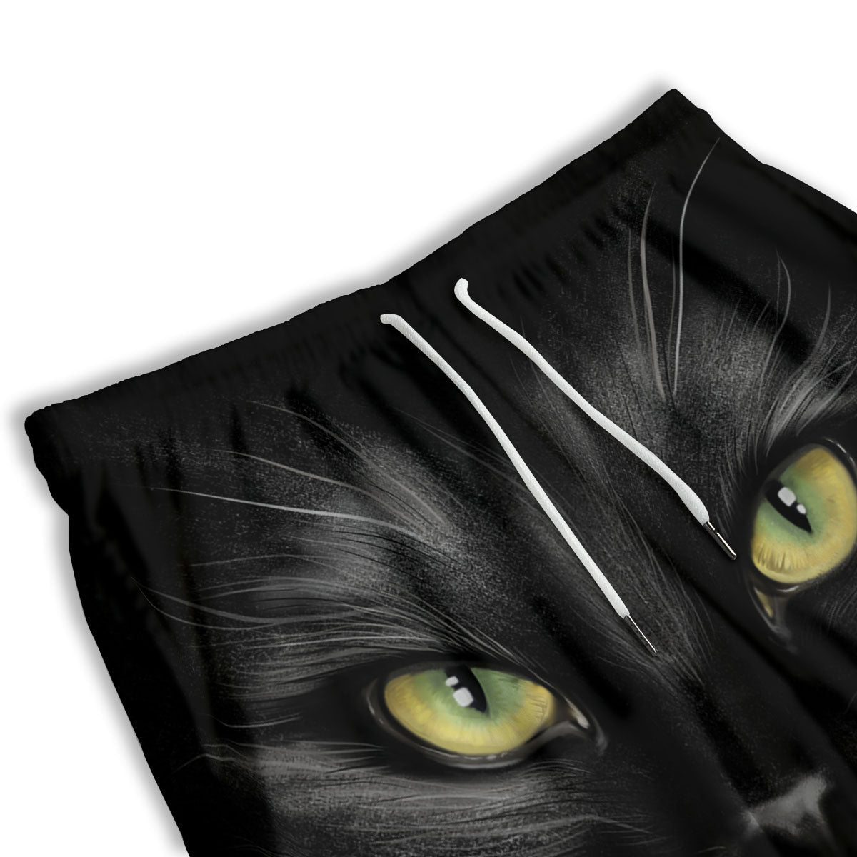 Drawing Portrait Black Cat Print Men's Athletic Shorts