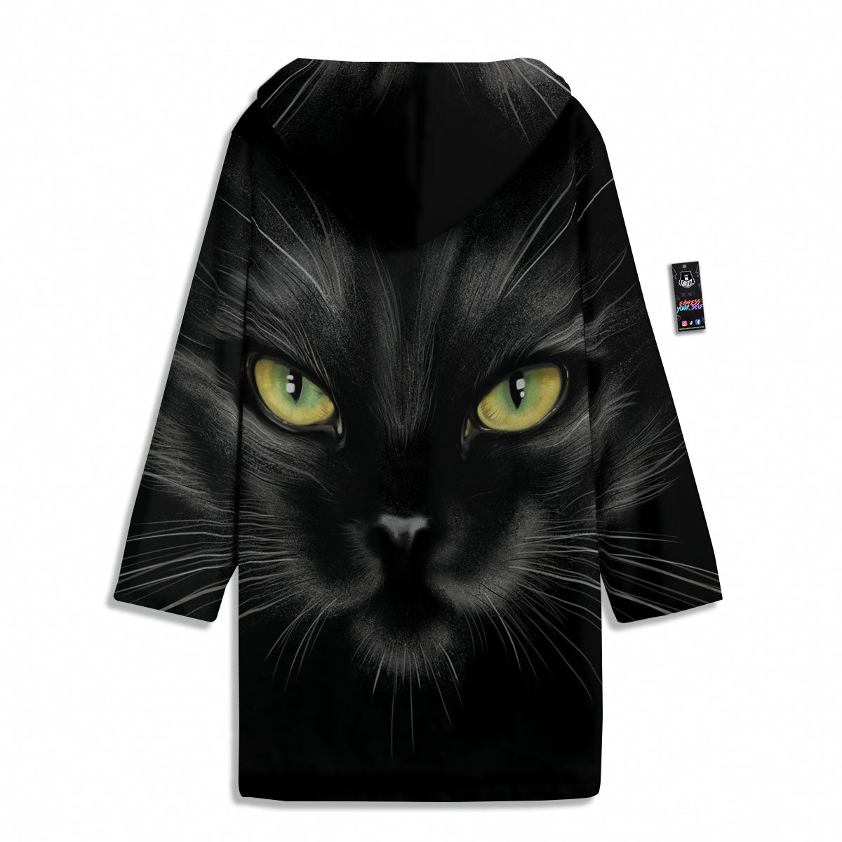 Drawing Portrait Black Cat Print Men's Windbreaker Jacket-grizzshop
