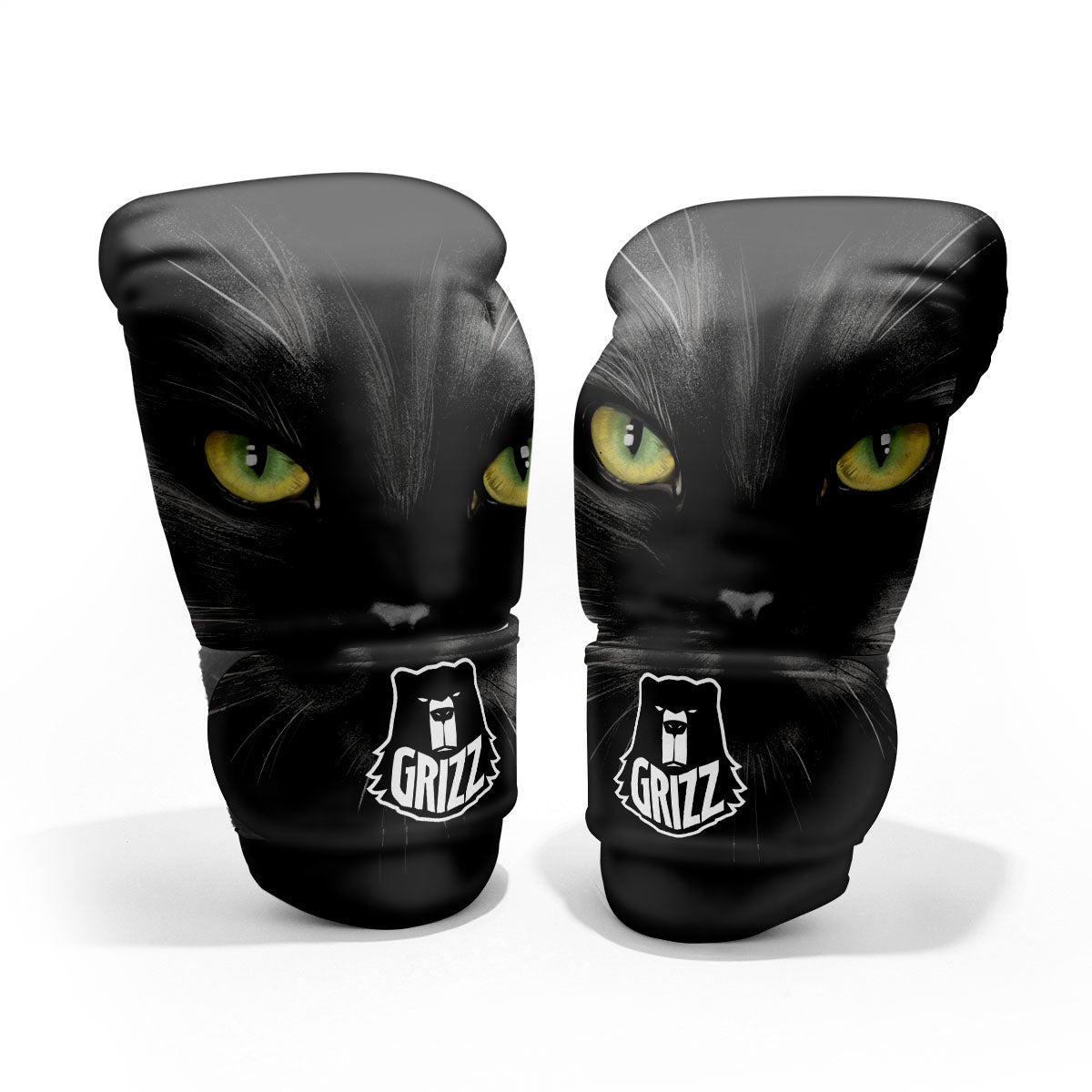Drawing Portrait Black Cat Print Pro Boxing Glove