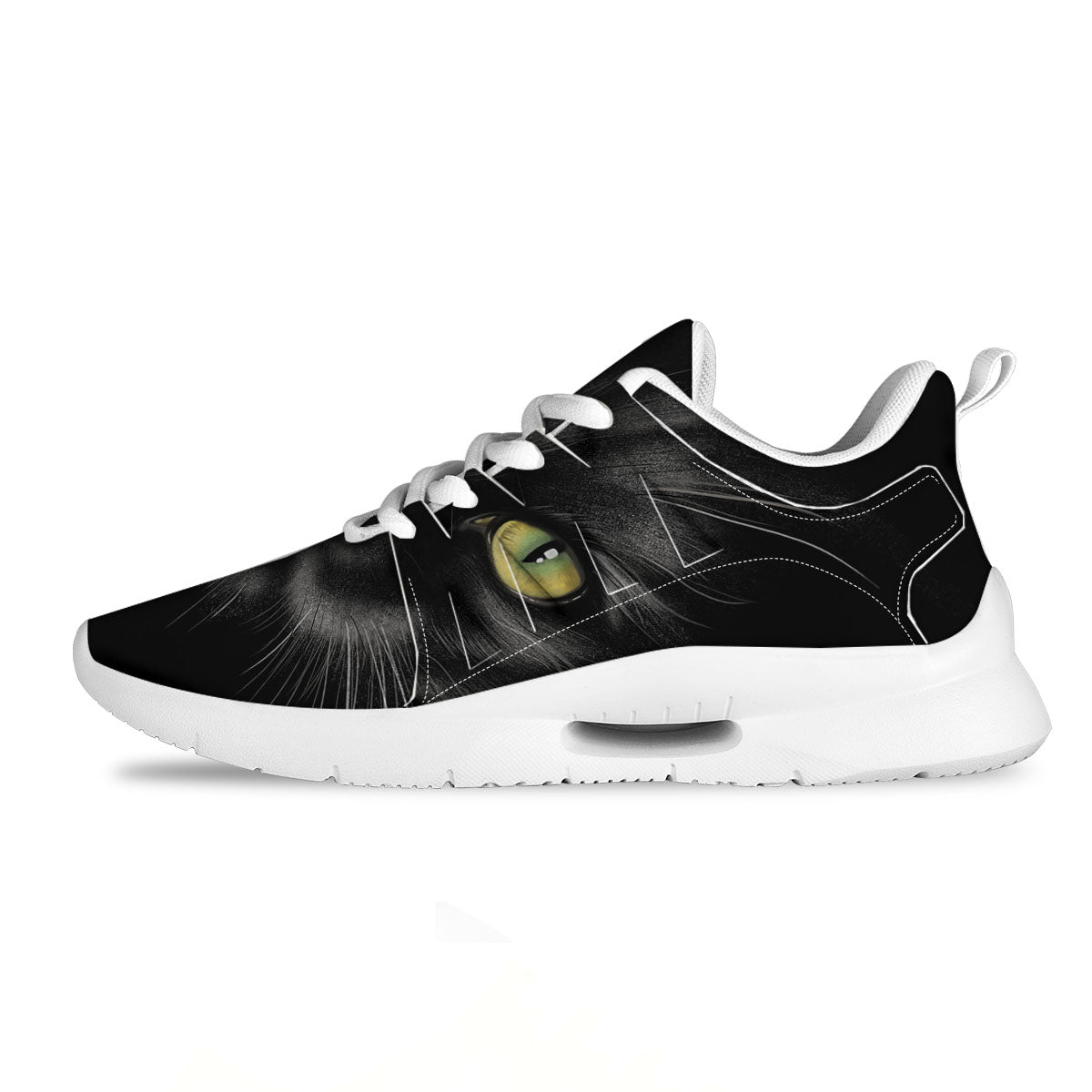 Drawing Portrait Black Cat Print Tennis Shoes-grizzshop