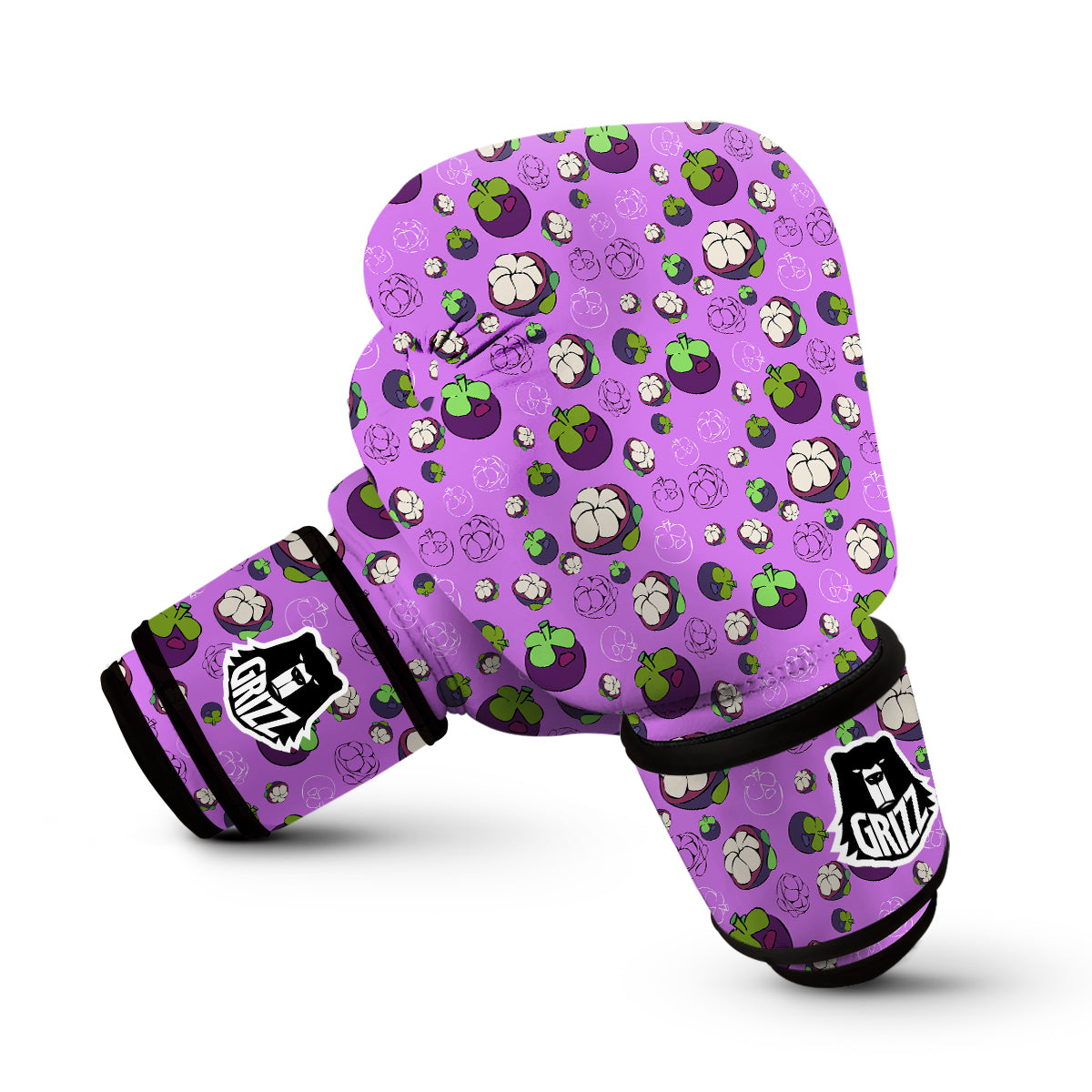 Drawing Purple Mangosteen Print Pattern Boxing Gloves-grizzshop