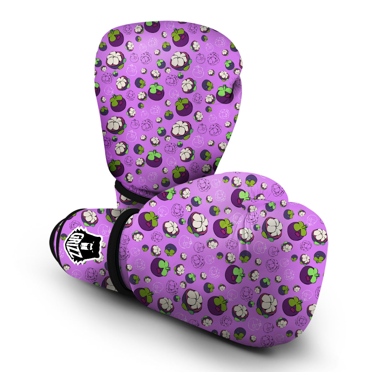 Drawing Purple Mangosteen Print Pattern Boxing Gloves-grizzshop