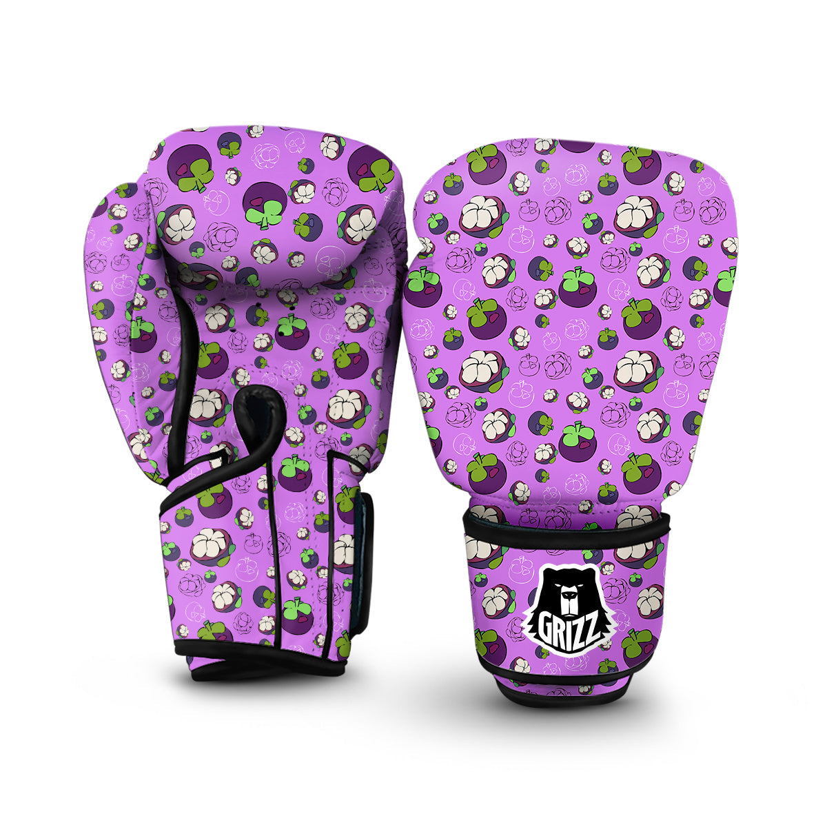 Drawing Purple Mangosteen Print Pattern Boxing Gloves-grizzshop