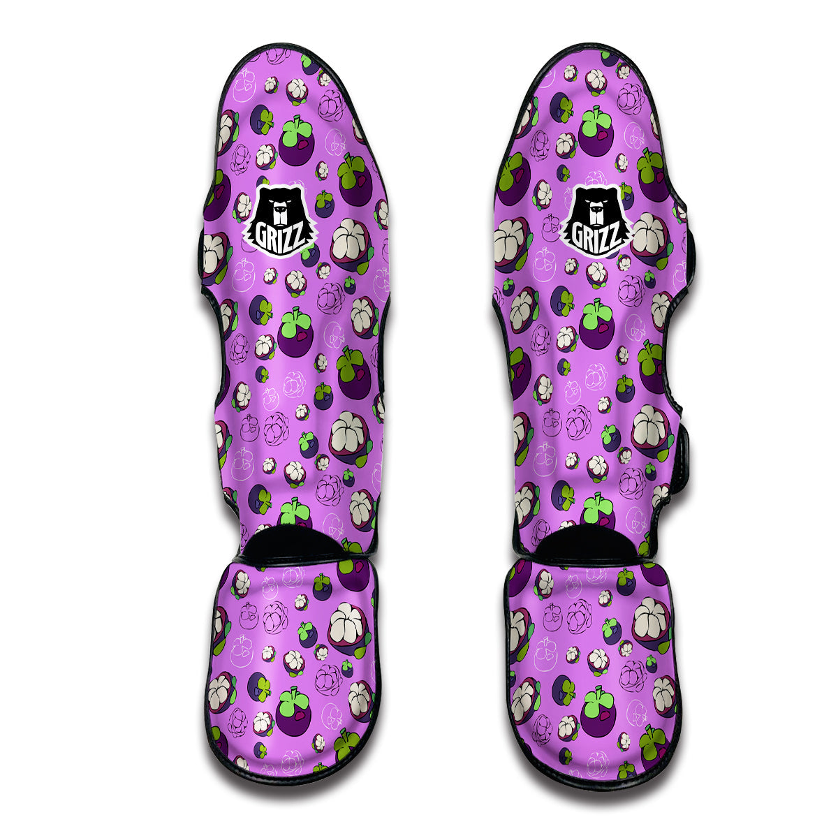 Drawing Purple Mangosteen Print Pattern Muay Thai Shin Guards-grizzshop