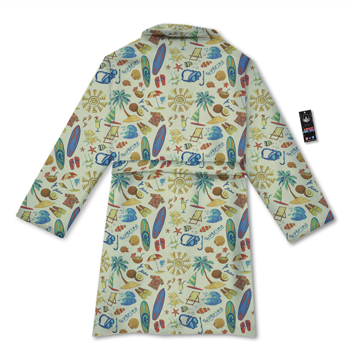 Drawing Summer Color Print Pattern Bathrobe-grizzshop