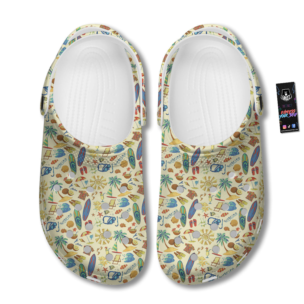 Drawing Summer Color Print Pattern Clog-grizzshop