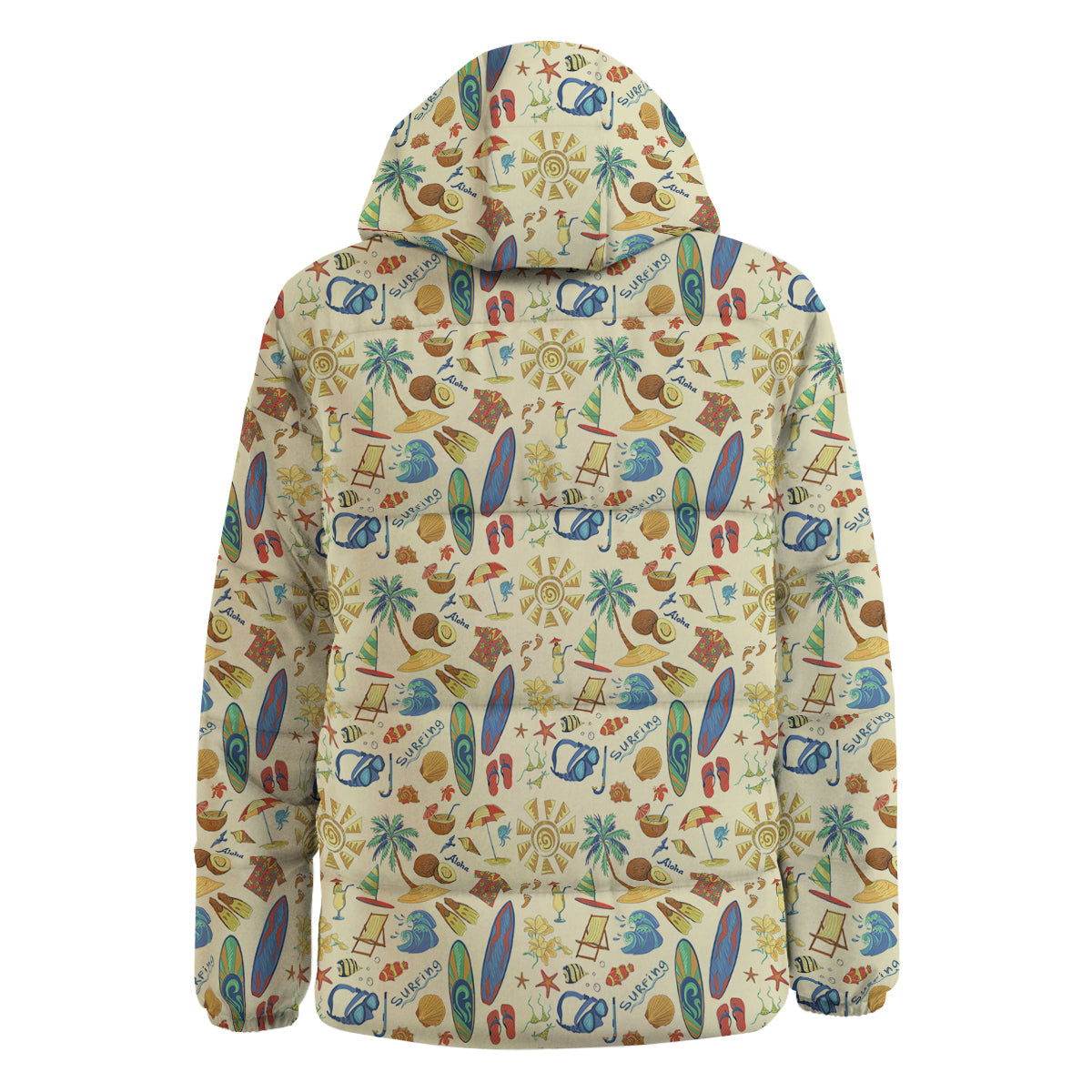 Drawing Summer Color Print Pattern Down Jacket-grizzshop
