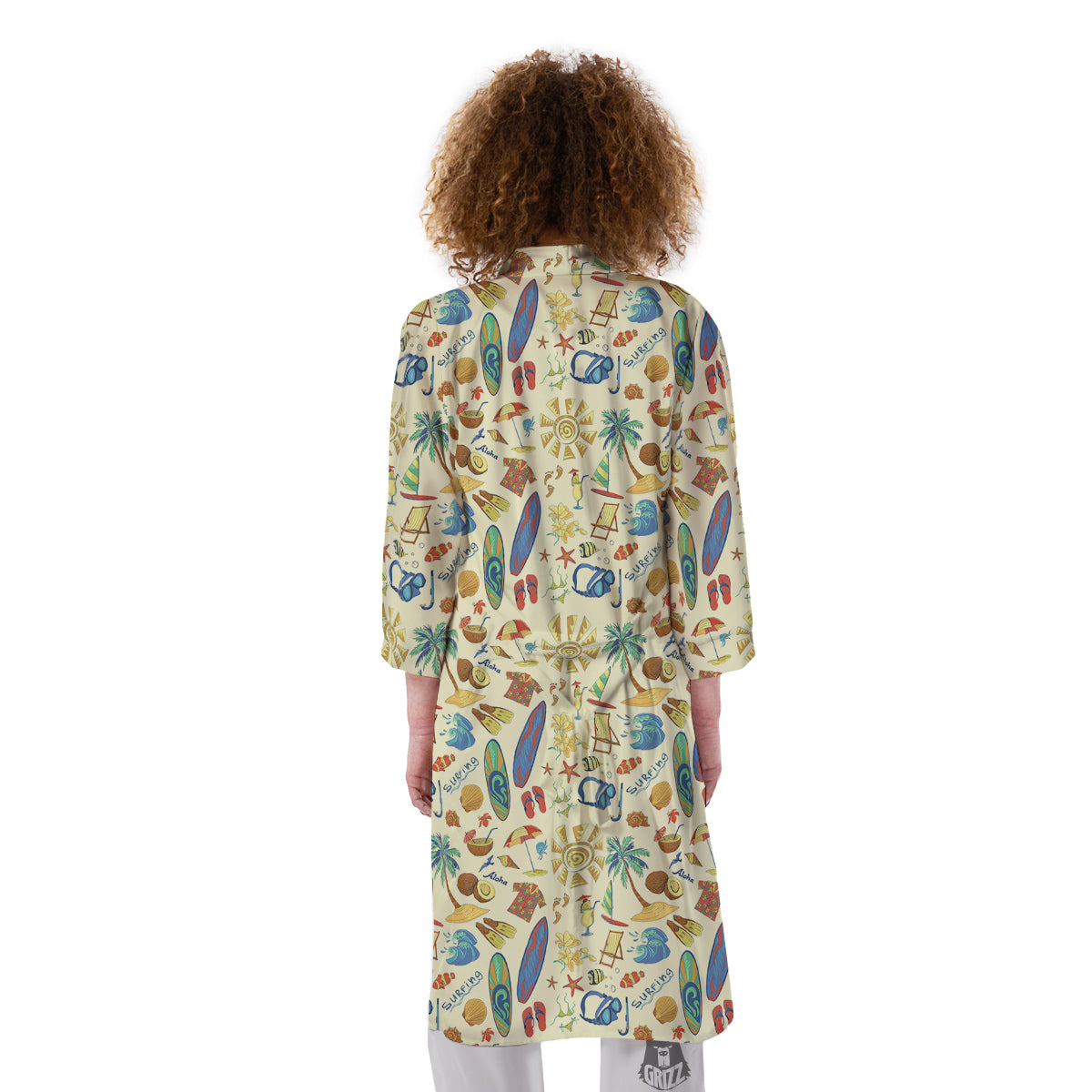 Drawing Summer Color Print Pattern Kimono-grizzshop
