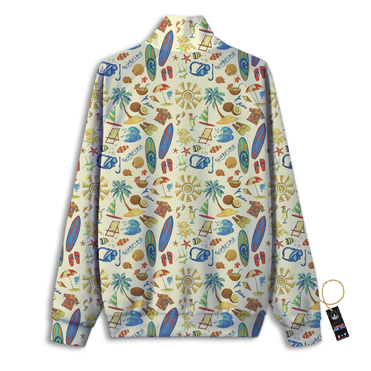 Drawing Summer Color Print Pattern Track Jacket-grizzshop