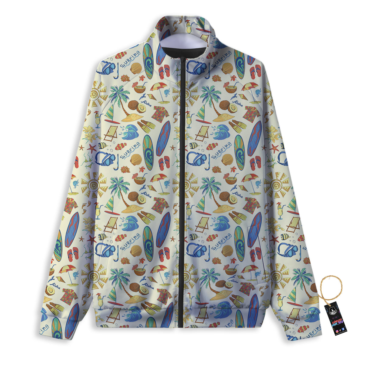 Drawing Summer Color Print Pattern Track Jacket-grizzshop