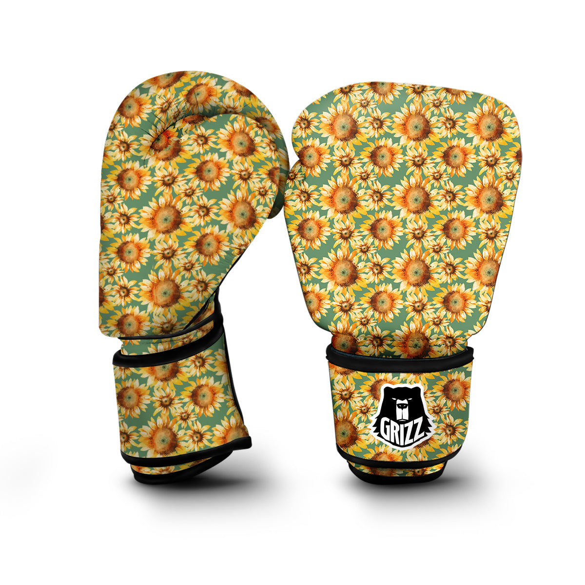 Drawing Sunflower Print Pattern Boxing Gloves-grizzshop
