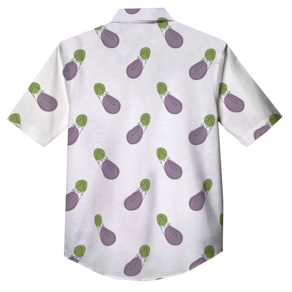 Drawing White Eggplant Print Pattern Button Up Shirt-grizzshop
