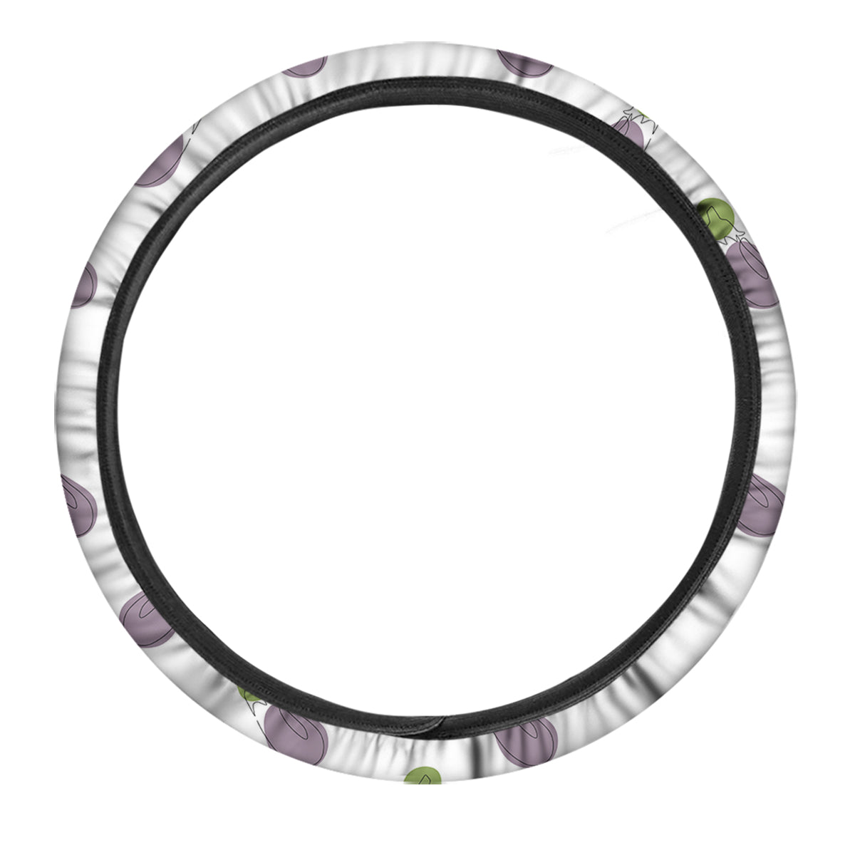 Drawing White Eggplant Print Pattern Car Steering Wheel Cover-grizzshop