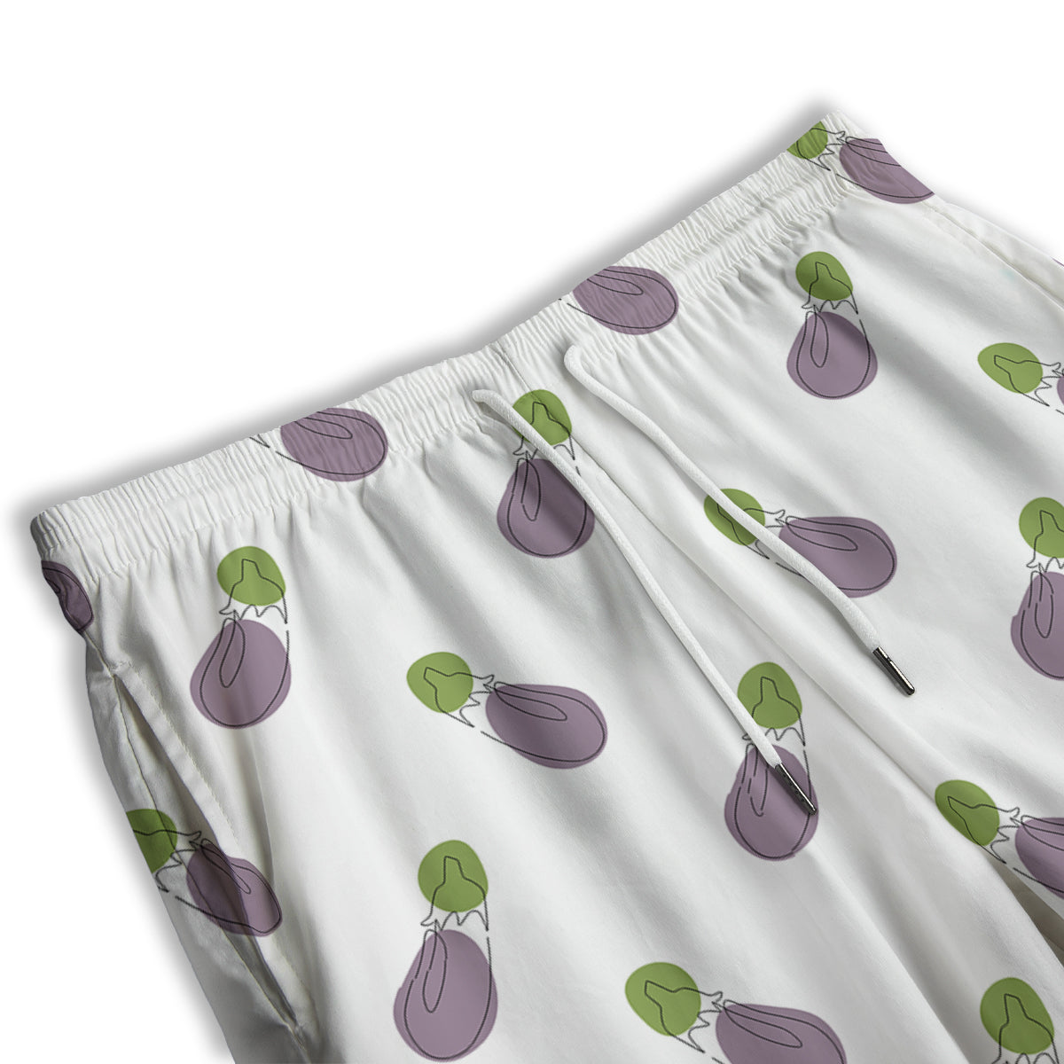Drawing White Eggplant Print Pattern Men's Athletic Shorts