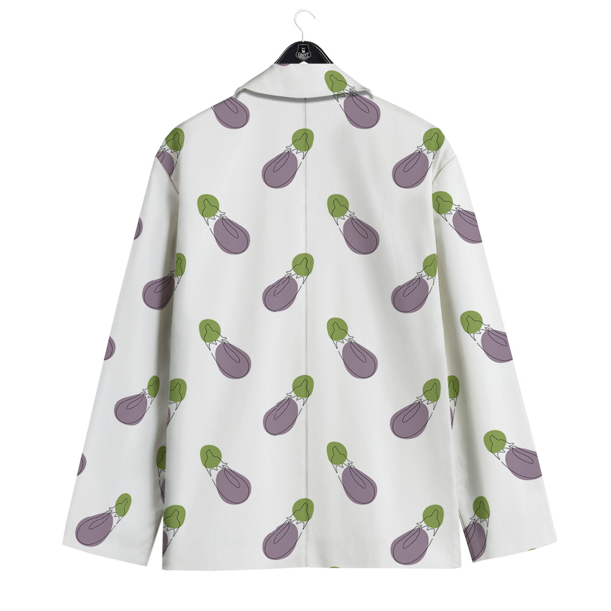 Drawing White Eggplant Print Pattern Men's Sport Coat-grizzshop