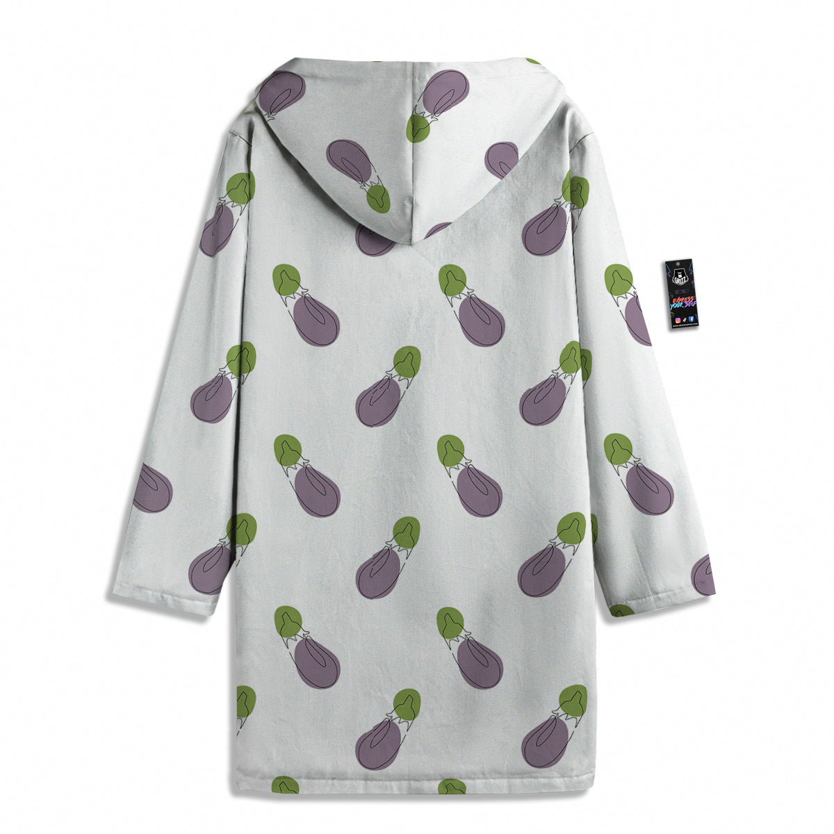 Drawing White Eggplant Print Pattern Men's Windbreaker Jacket-grizzshop