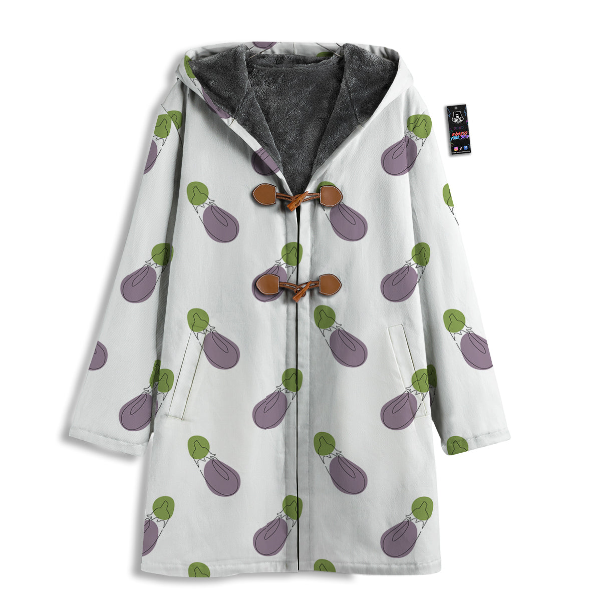 Drawing White Eggplant Print Pattern Men's Windbreaker Jacket-grizzshop