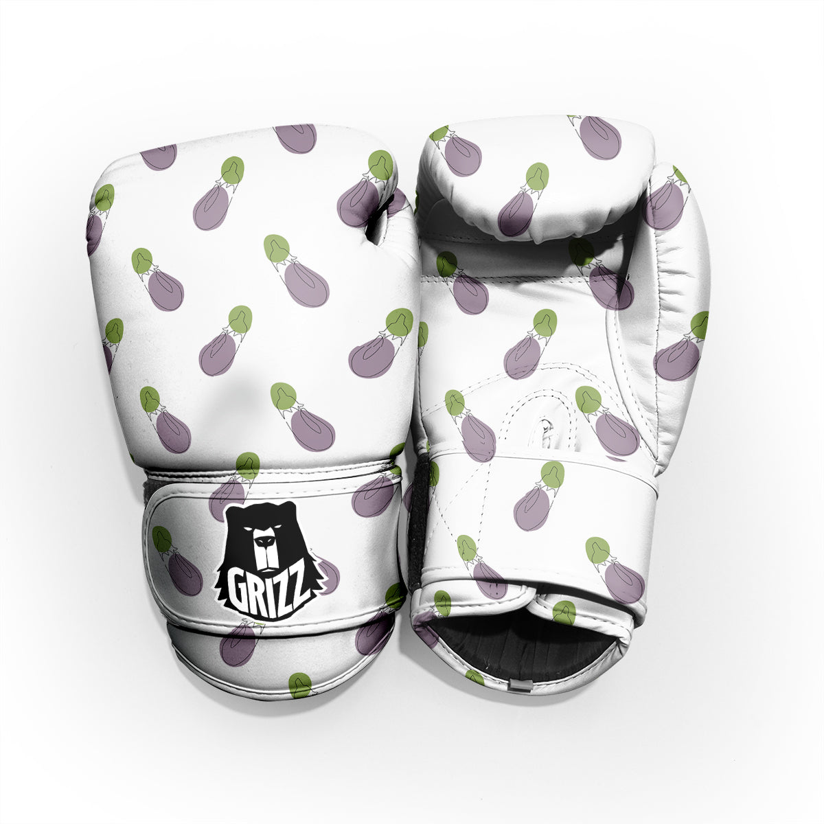 Drawing White Eggplant Print Pattern Pro Boxing Glove