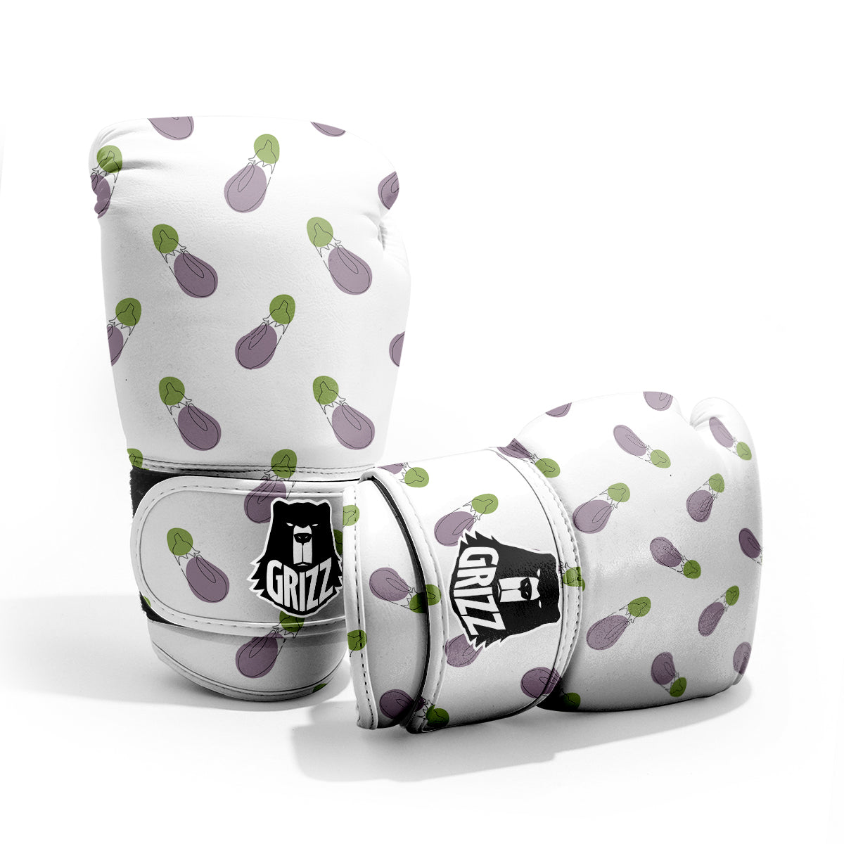 Drawing White Eggplant Print Pattern Pro Boxing Glove