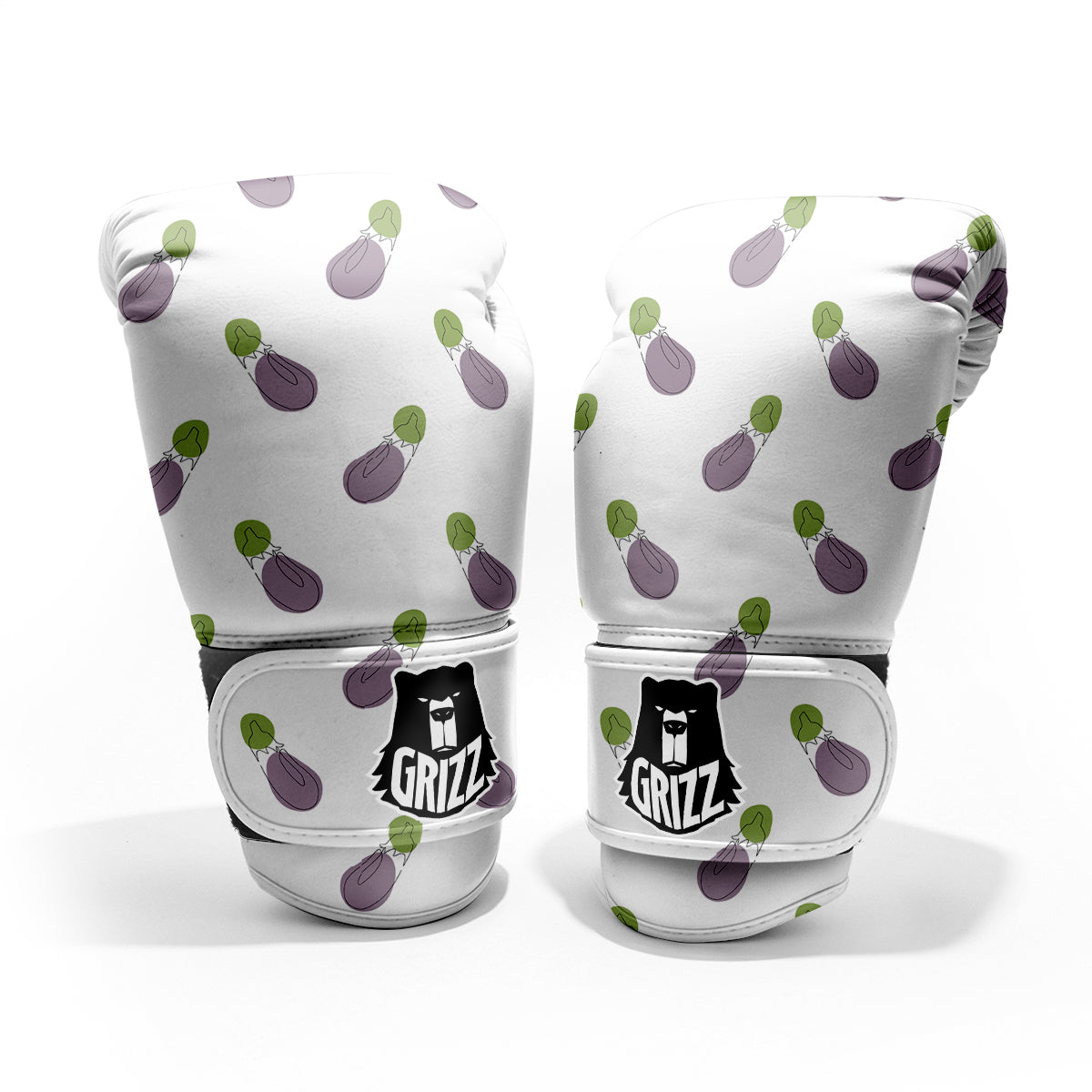 Drawing White Eggplant Print Pattern Pro Boxing Glove