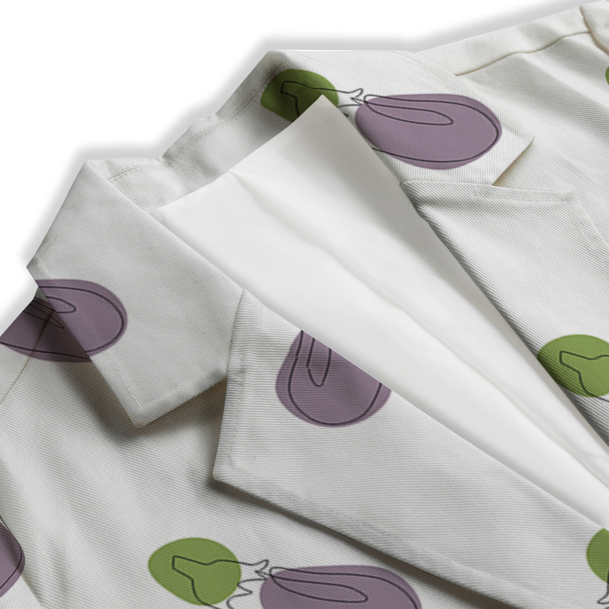 Drawing White Eggplant Print Pattern Women's Blazer-grizzshop