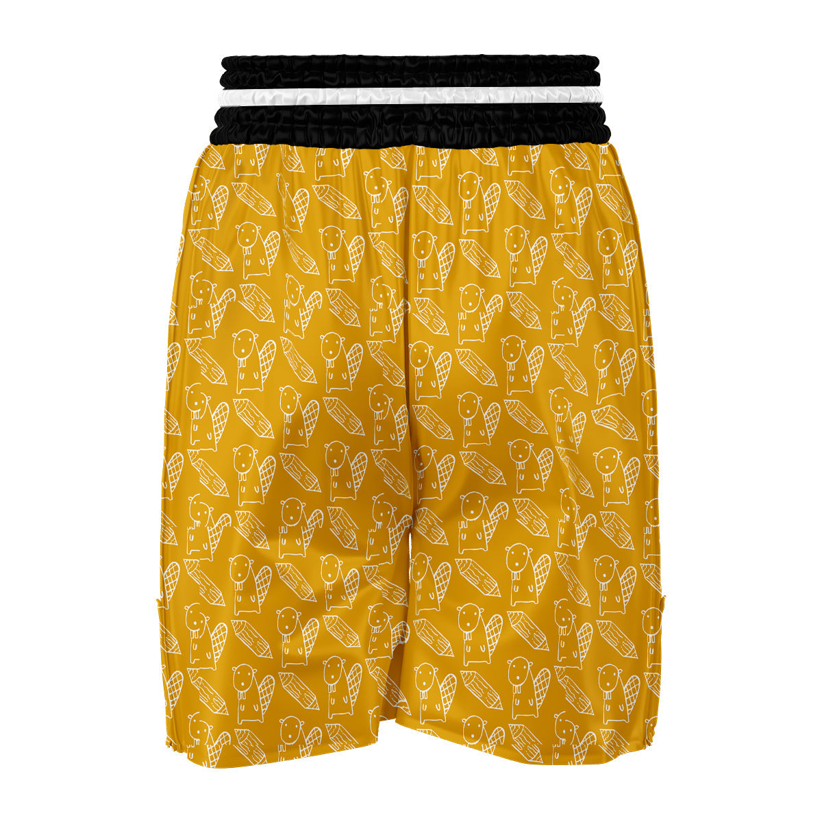 Drawing Yellow Beaver Print Pattern Boxing Shorts-grizzshop