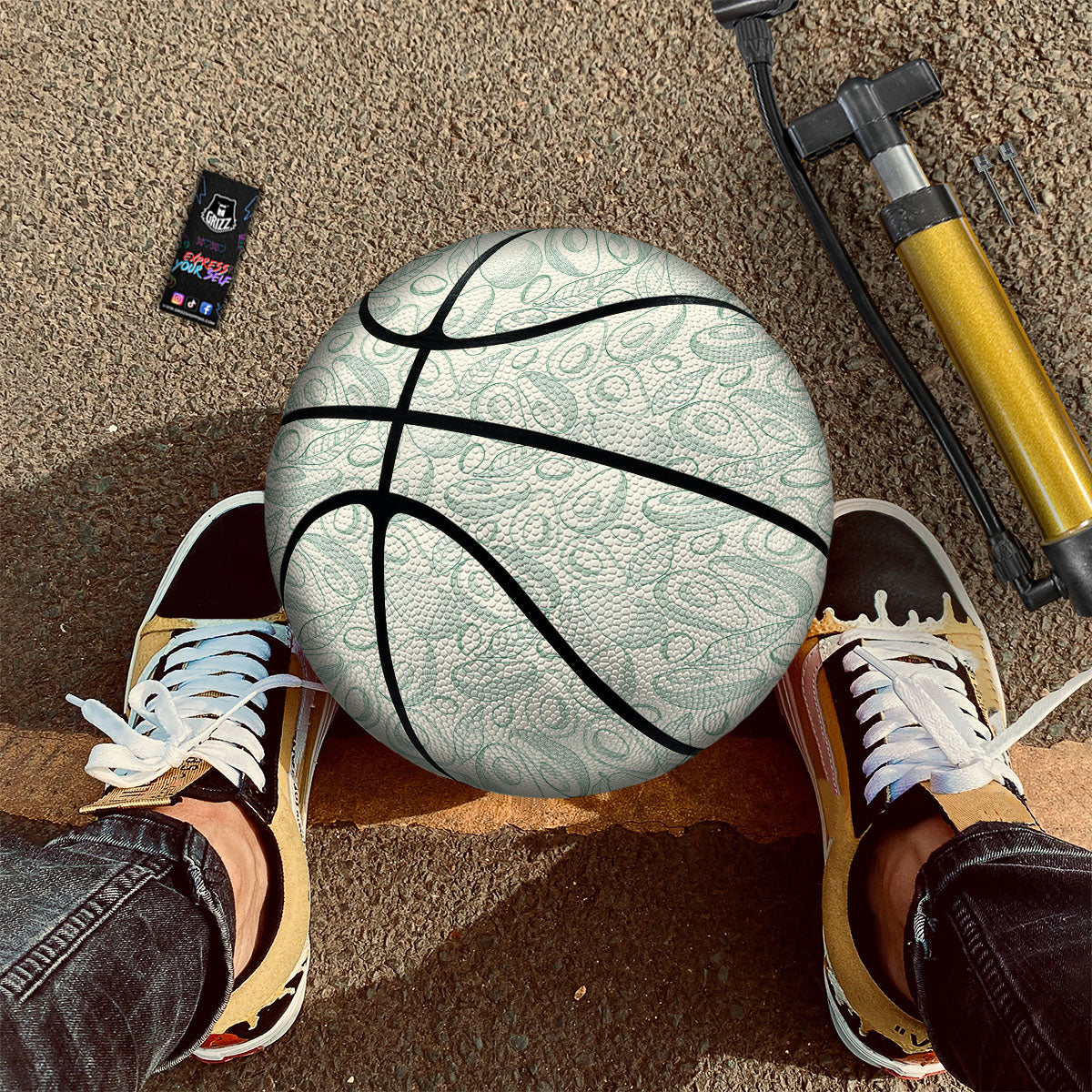 Drawing Avocado Cut In Half Print Basketball