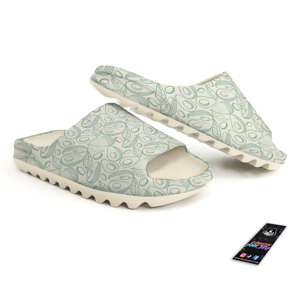 Drawing Avocado Cut In Half Print Sandals-grizzshop