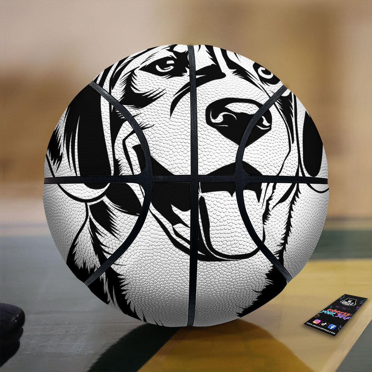 Drawing Beagle White And Black Print Basketball