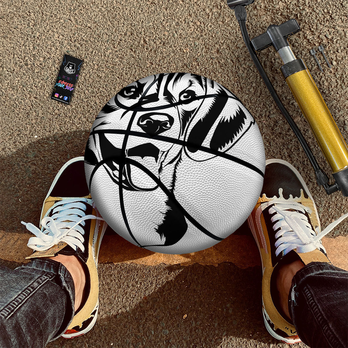 Drawing Beagle White And Black Print Basketball