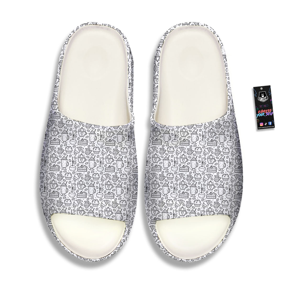 Drawing Dessert And Coffee Print Pattern Sandals-grizzshop