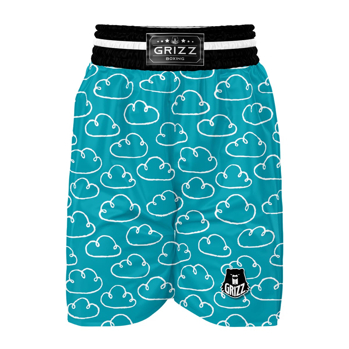 Drawn Cloud Pattern Print Boxing Shorts-grizzshop
