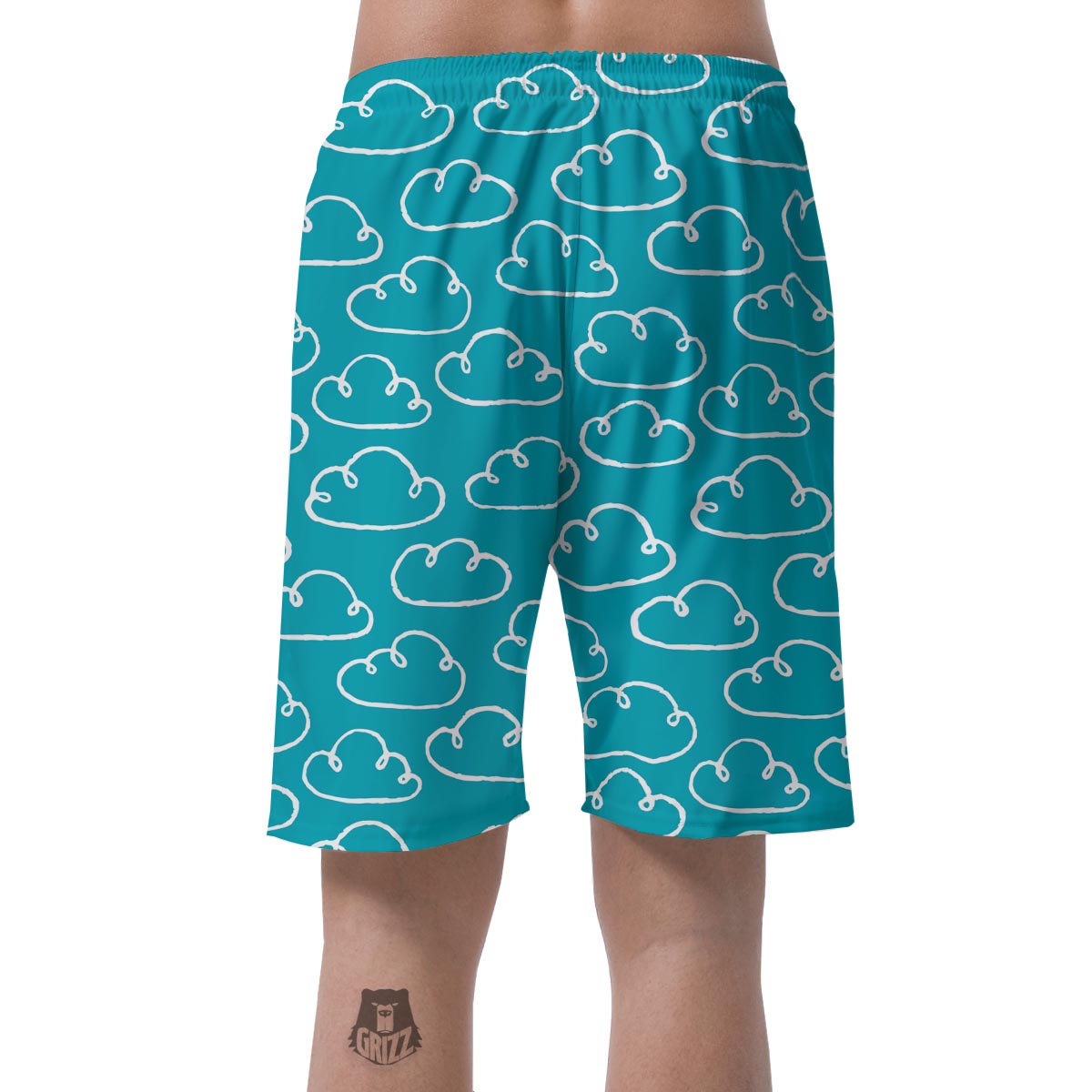 Drawn Cloud Pattern Print Men's Shorts-grizzshop