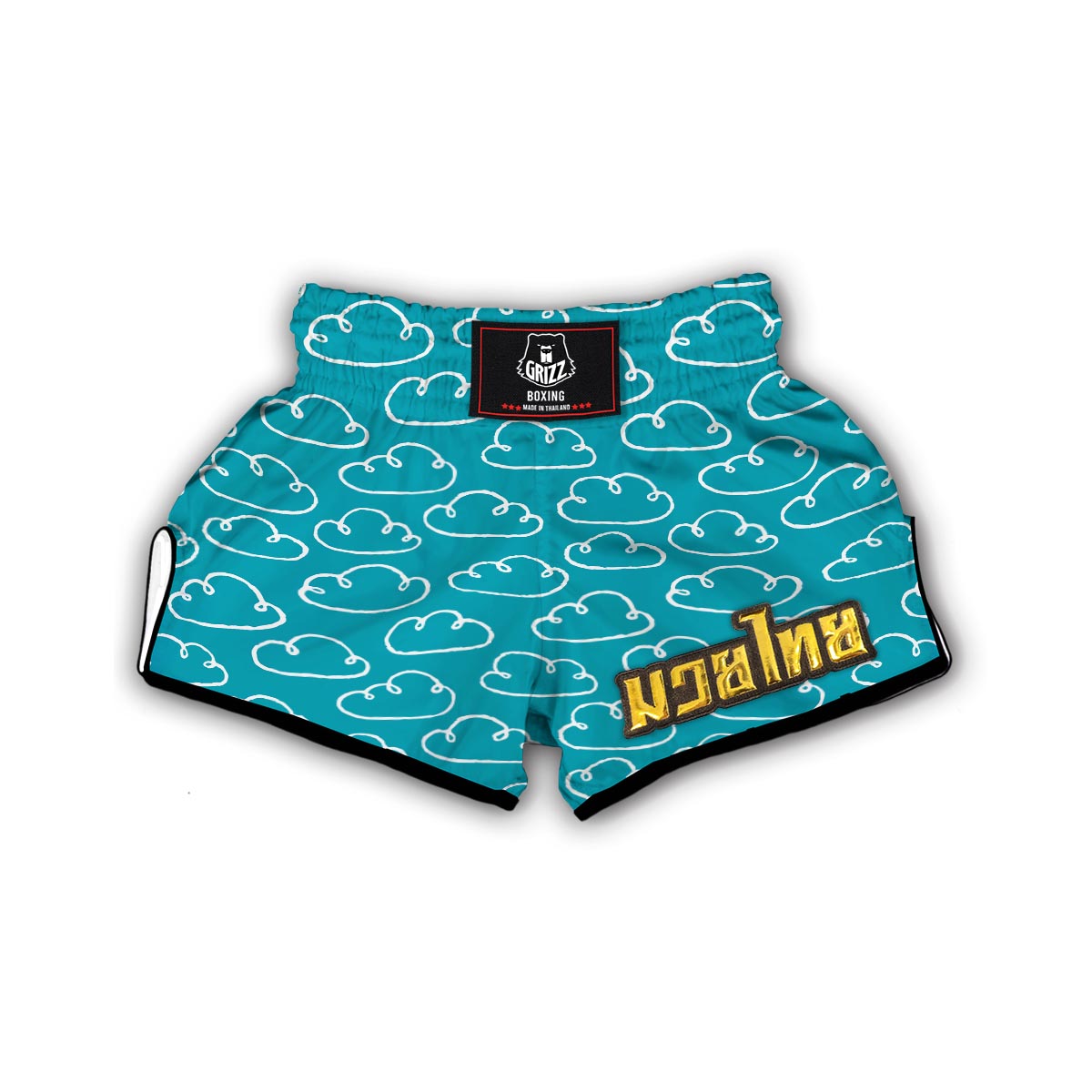 Drawn Cloud Pattern Print Muay Thai Boxing Shorts-grizzshop