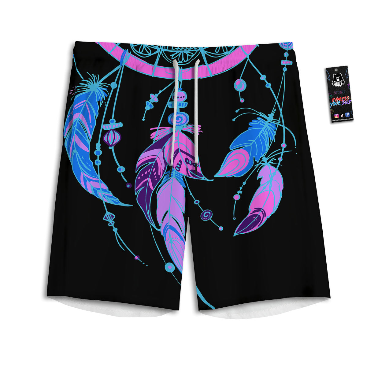 Dream Catcher Blue And Purple Black Print Men's Athletic Shorts