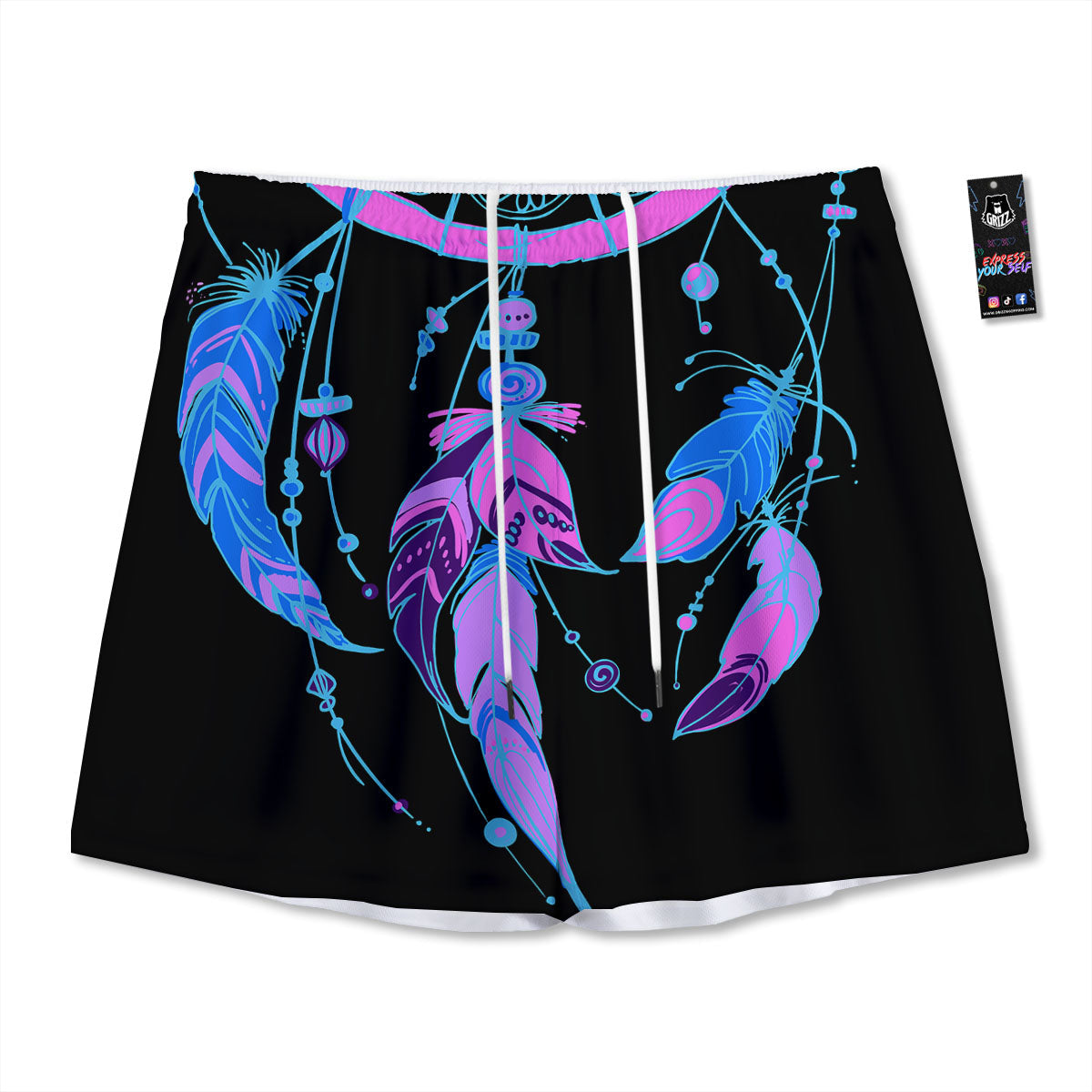 Dream Catcher Blue And Purple Black Print Mesh Shorts