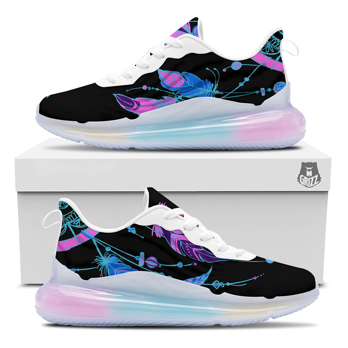 Dream Catcher Blue And Purple Black Print Running Sneakers-grizzshop