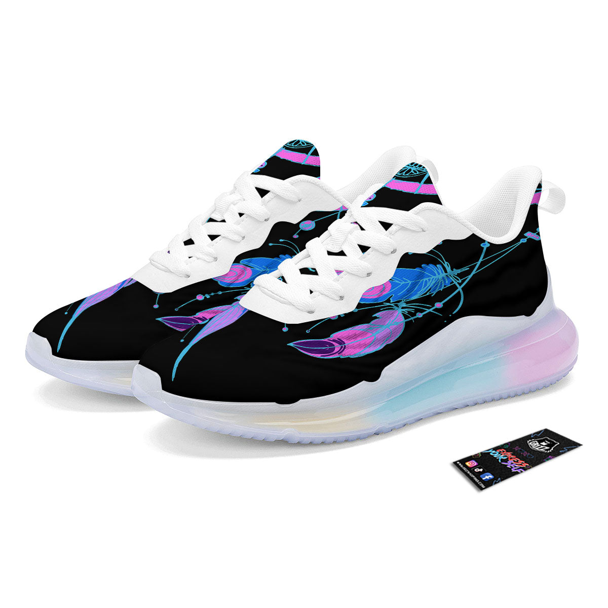 Dream Catcher Blue And Purple Black Print Running Sneakers-grizzshop