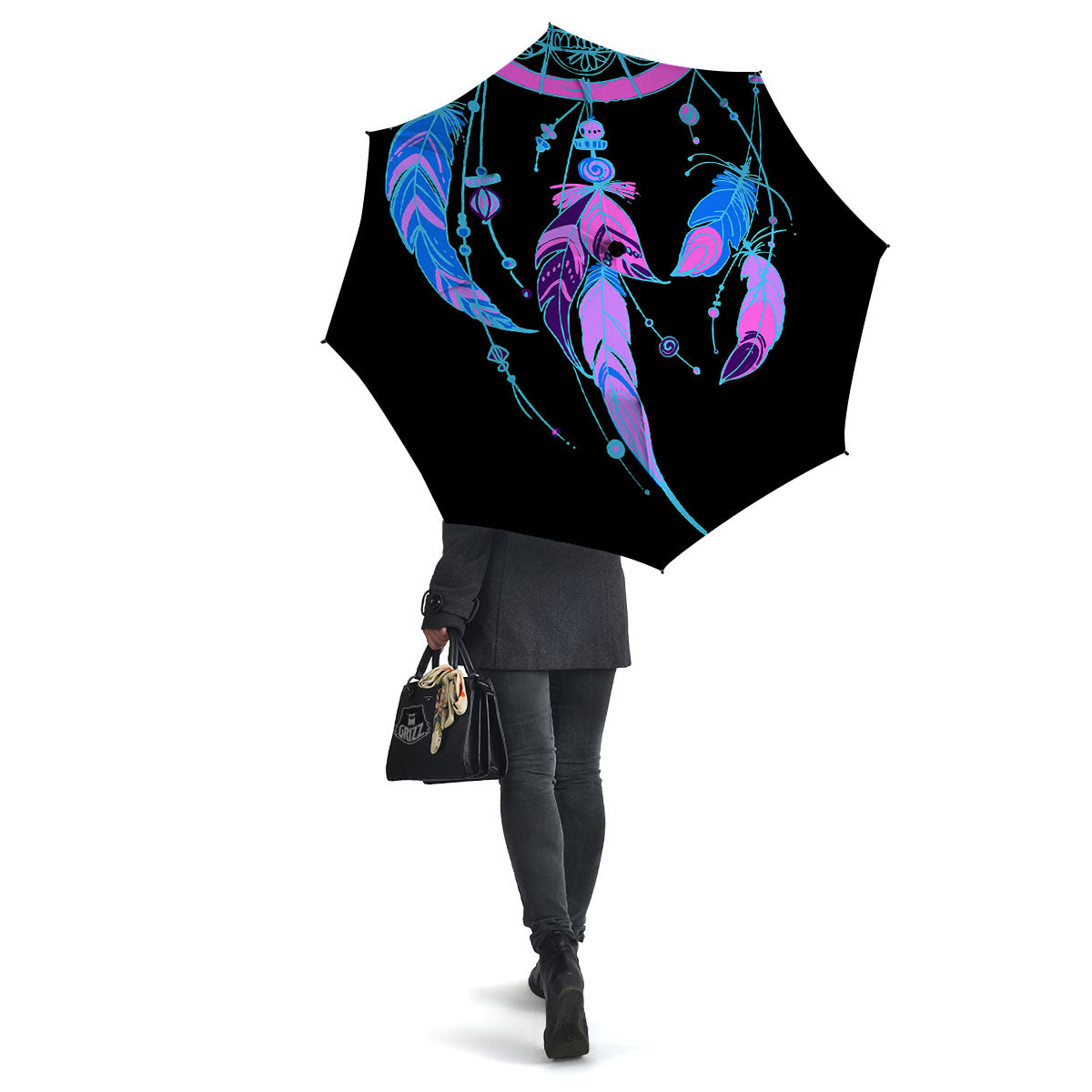 Dream Catcher Blue And Purple Black Print Umbrella-grizzshop