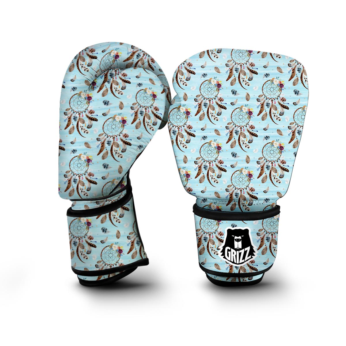 Dream Catcher Blue Feather Boxing Gloves-grizzshop
