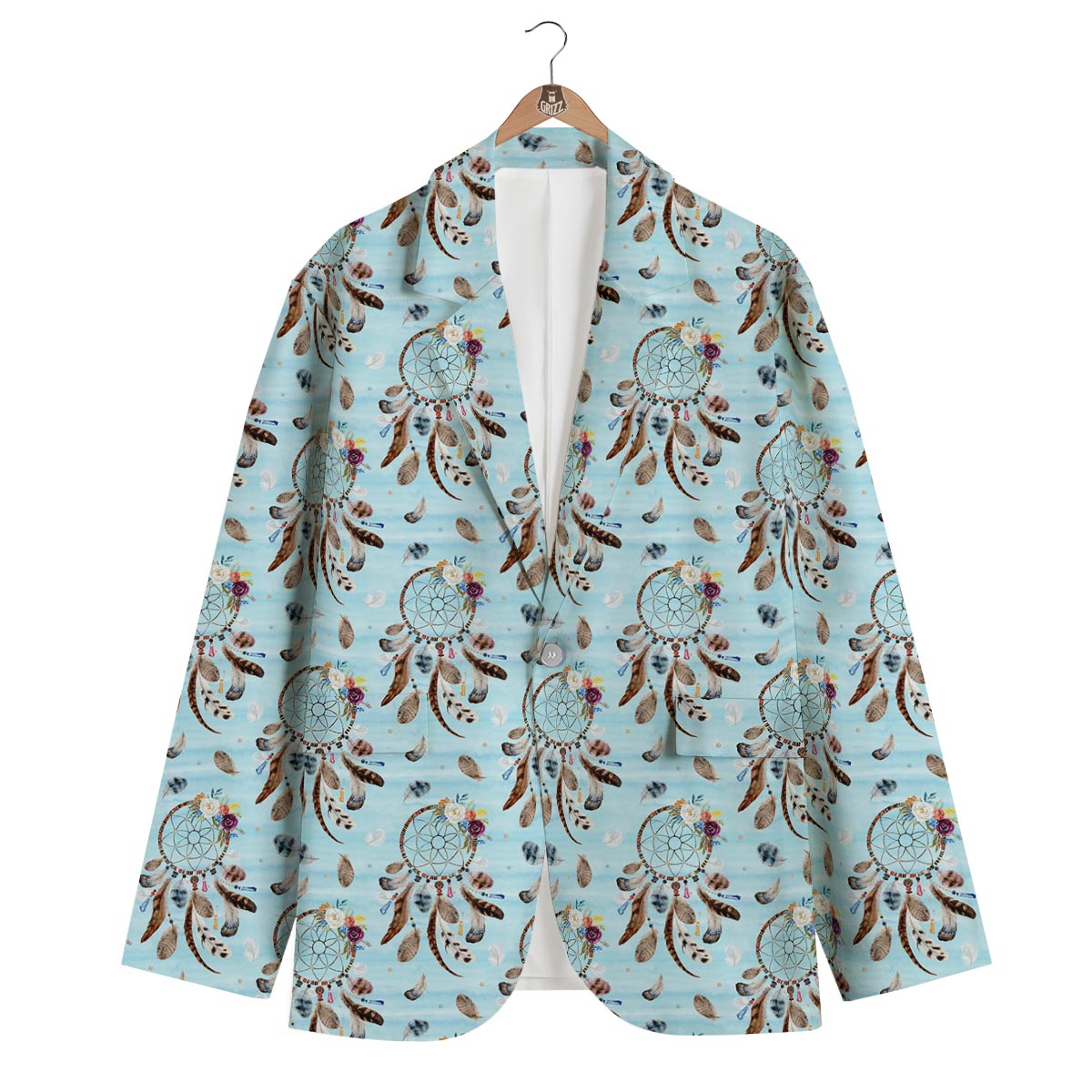 Dream Catcher Blue Feather Men's Blazer-grizzshop