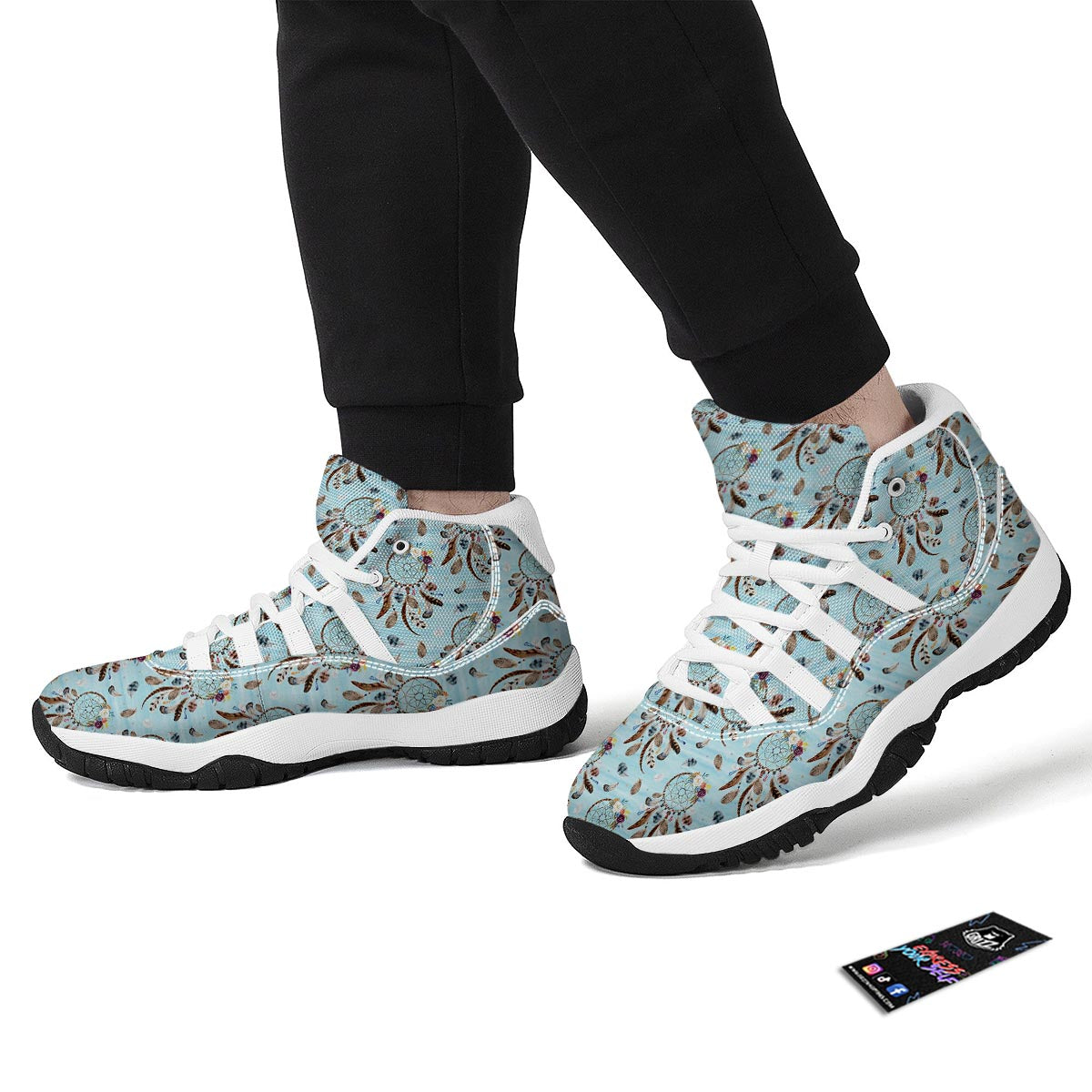 Dream Catcher Blue Feather White Bball Shoes-grizzshop
