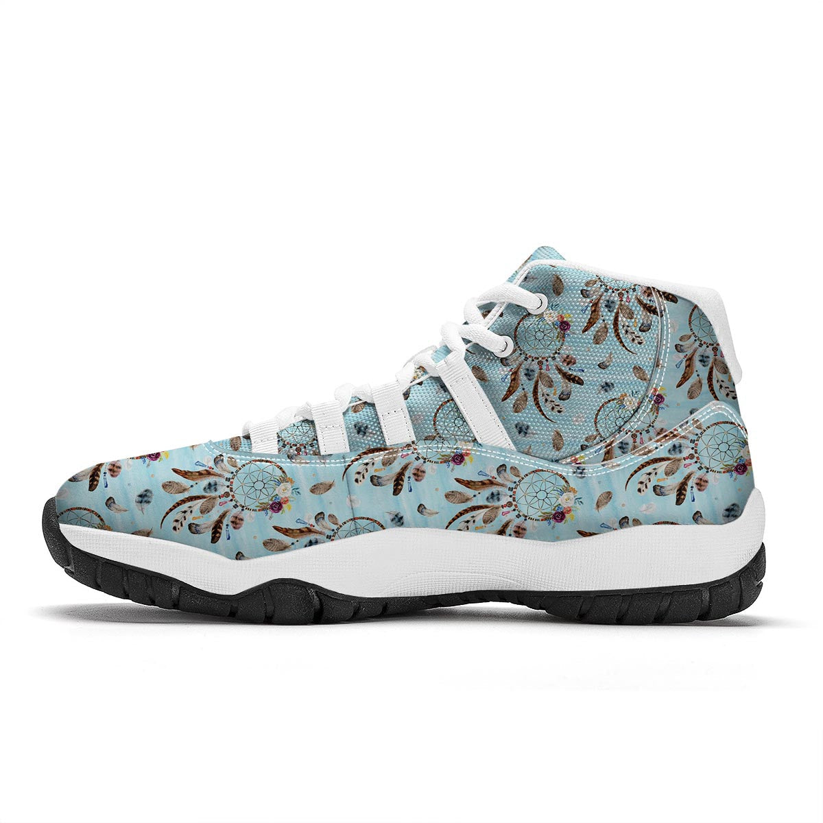 Dream Catcher Blue Feather White Bball Shoes-grizzshop