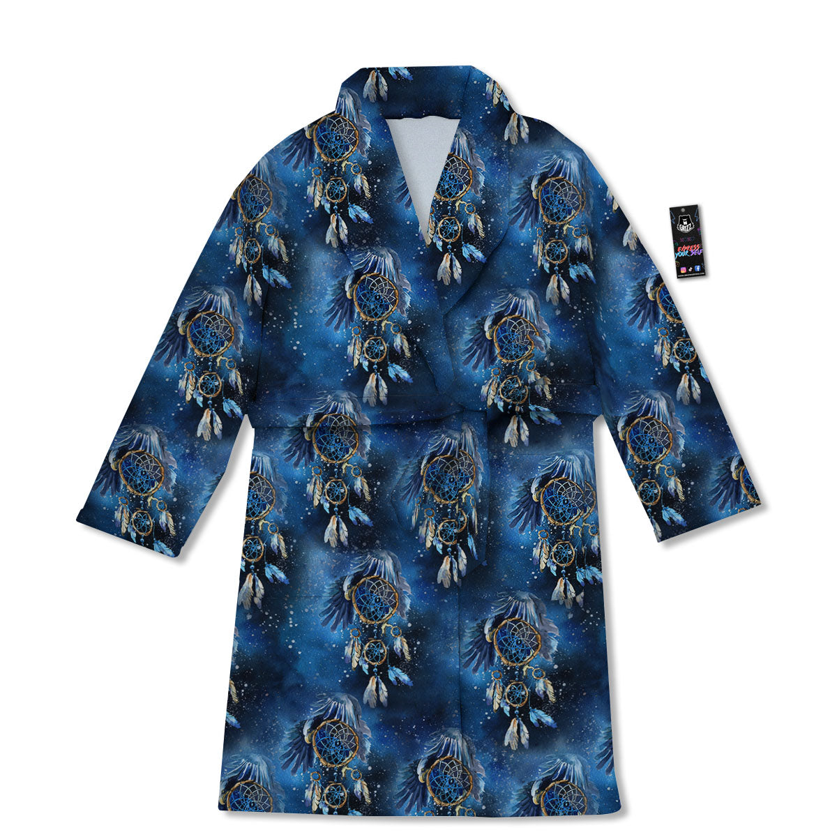 Dream Catcher Blue Galaxy Print Pattern Bathrobe-grizzshop